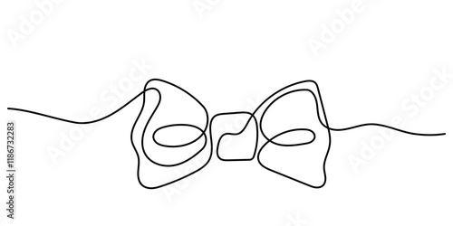 Continuous line drawing of a bow tie. One-line bow tie fashion accessory for men. bow-tie icon vector illustration.
