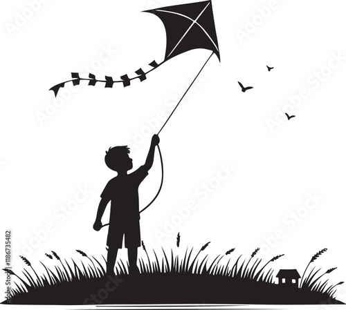 child playing with kite