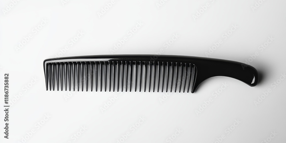 A black comb set against a white backdrop is ideal for advertising or as a background. Its a crucial tool for hairstylists and hair product marketing. A black comb set against a white backdrop is ideal for advertising or as a background. Its a crucial tool for hairstylists and hair product marketing.