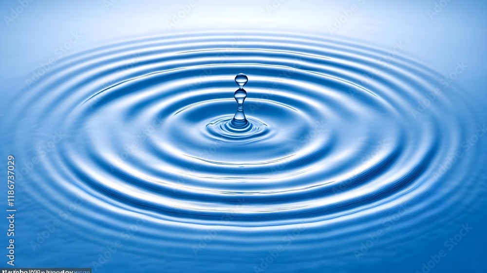 Tranquil Water Ripple Effect in Soft Blue Ambiance, High Quality Tranquil Water Ripple Effect in Soft Blue Ambiance, High Quality