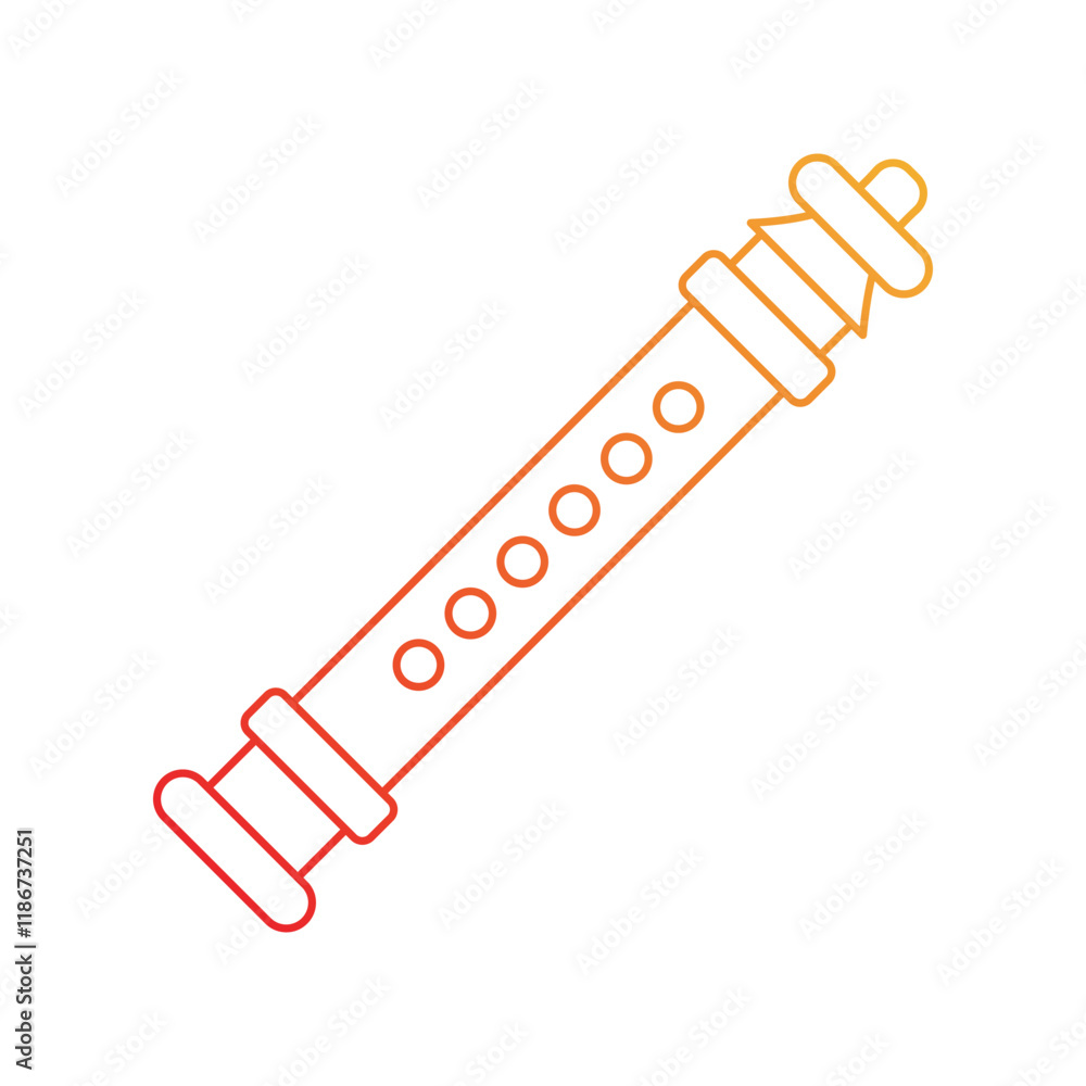 Flute gradient icon with white background vector stock illustration