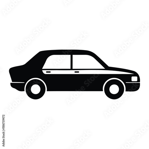 Car Silhouette Vector Illustration - Isolated on White Background