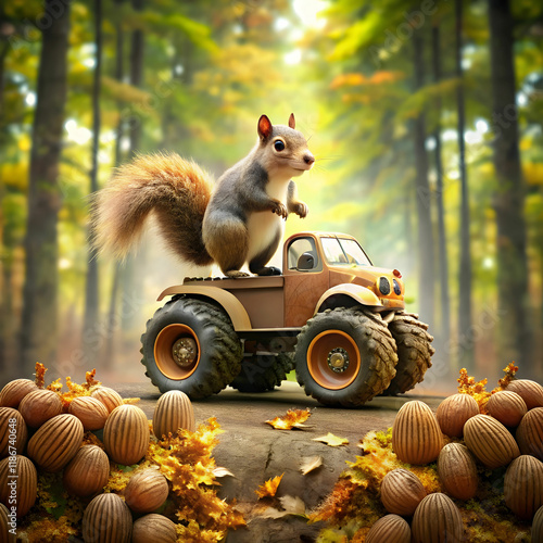 a-squirrel-driving-a-monster-truck-through-a-fores