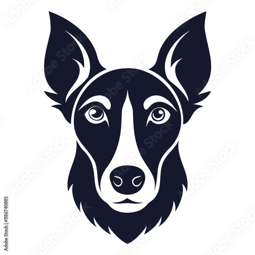 Dog Head Silhouette Vector - Isolated on White Background