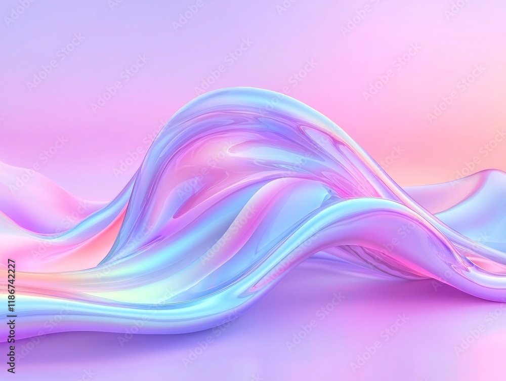 Fototapeta premium Mesmerizing abstract composition featuring captivating iridescent organic undulations and dynamic chromatic interplay of shifting morphing abstract shapes