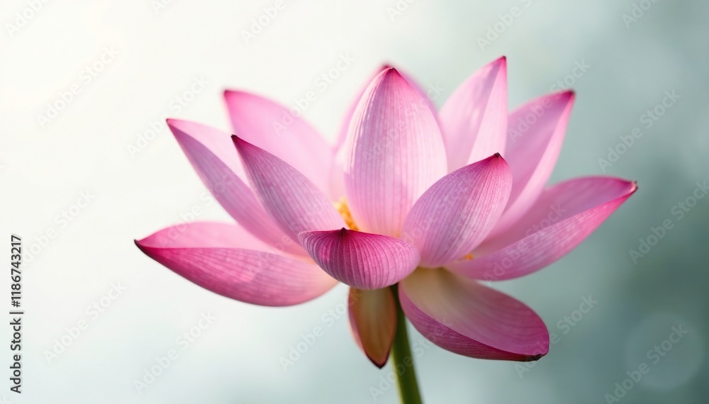Pink lotus in soft focus against a white background, Ethereal, Serene Pink lotus in soft focus against a white background, Ethereal, Serene