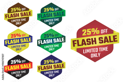 Flash sale template. Price, promotion, discount, offer and sales tags vector collection.