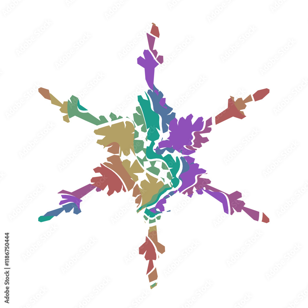 Obraz premium Author's design of white hexagonal vector snowflake made of wavy elements