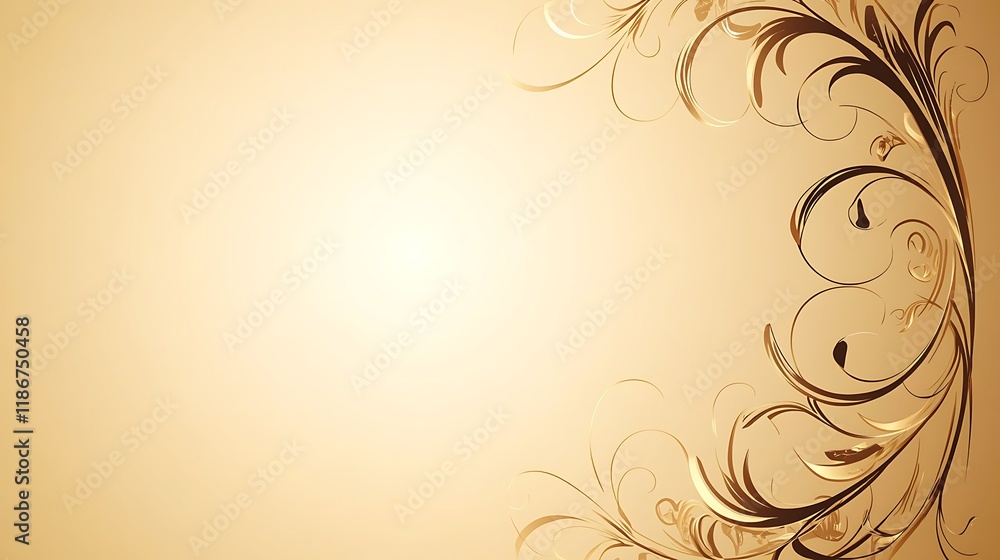 Elegant Gold Floral Design on Beige Background Elegant Gold Floral Design on Beige Background