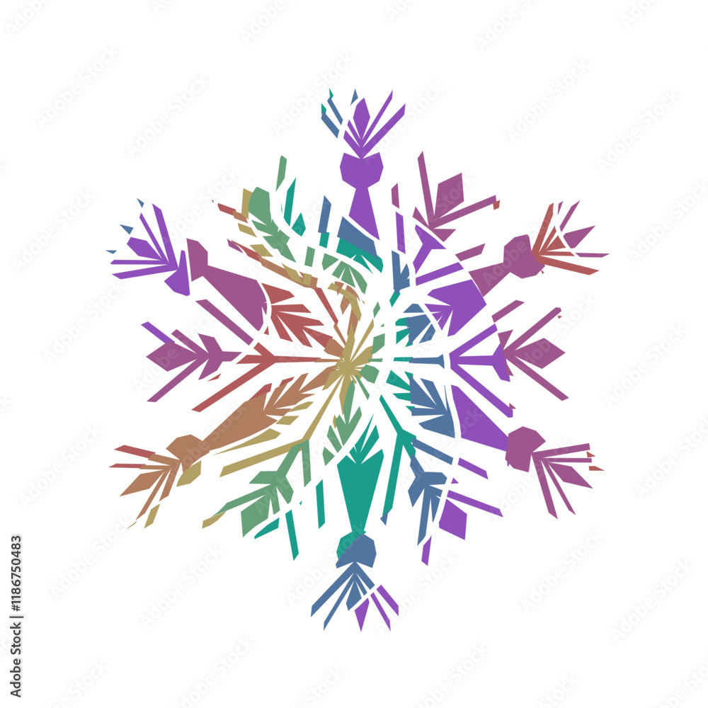 Fototapeta premium Author's design of white hexagonal vector snowflake made of wavy elements