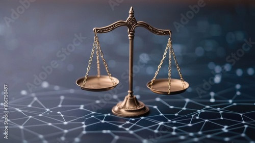 Vintage Balance Scale on Digital Background Representing Justice and Law