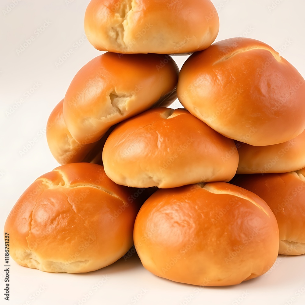 Stack of golden-brown, soft dinner rolls. Stack of golden-brown, soft dinner rolls.