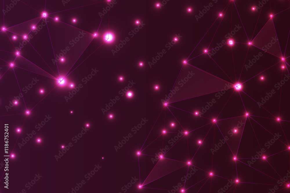 Fototapeta premium Abstract Digital Network with Glowing Nodes and Lines on a Night Technology Background