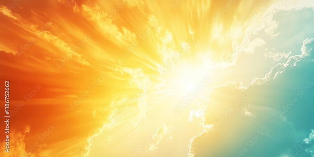 Bright sunshine in the sky creates an abstract background, perfect for showcasing the beauty of sunshine. This captivating sunshine sky enhances any creative project with its daytime vibrancy.