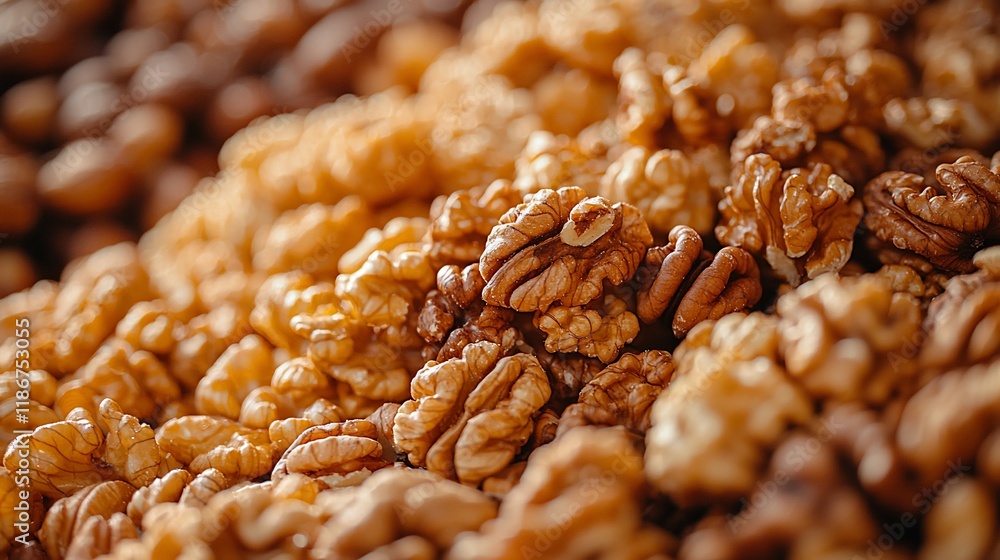 Obraz premium Close-up of shelled walnuts.