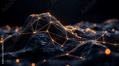 Abstract Representation of Artificial Intelligence with Connecting Lines and Points on a Dark Background Highlighting Data Networks and Digital Connectivity
