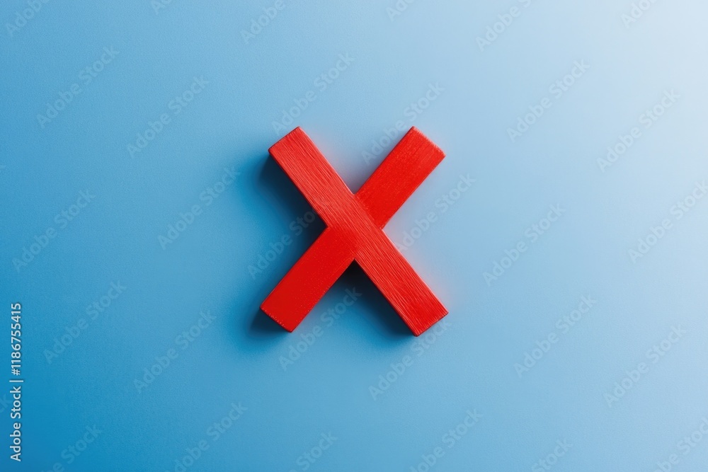 Obraz premium A simple red X mark against a bright blue background