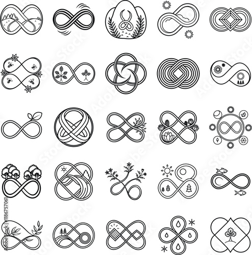 Infinity Symbols Nature, Knots, and Abstract Designs Collection