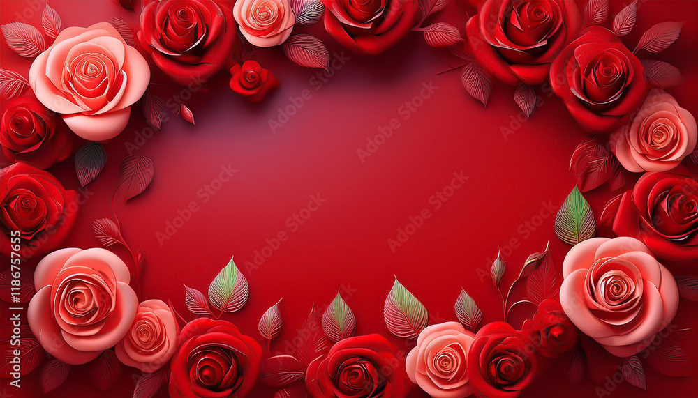 Rose Frame for Valentine's Day, Valentine's Day Rose Frame Rose Frame for Valentine's Day, Valentine's Day Rose Frame