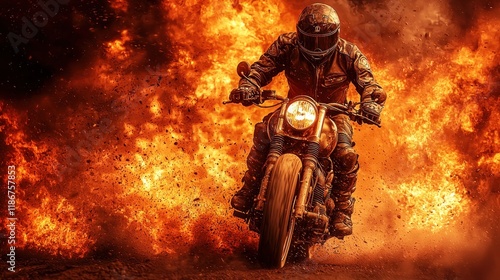 Fiery Motorcycle Ride: A Blaze of Glory photo