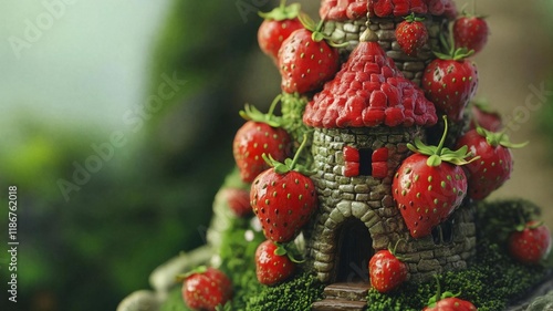 Whimsical Strawberry Castle with Fairy Tale Charm photo