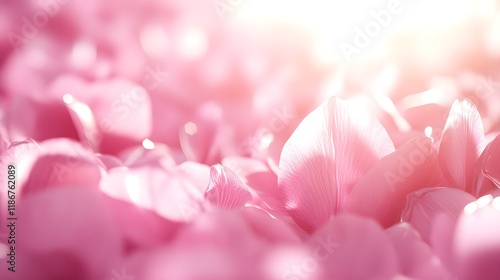 Vibrant Pink Petals Scattered on Soft Background with Gentle Light