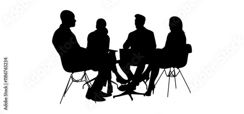 Silhouette of business people meeting