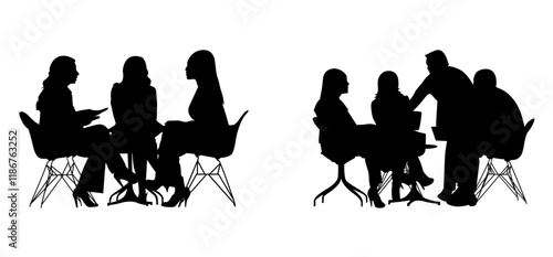 Silhouette of business people meeting