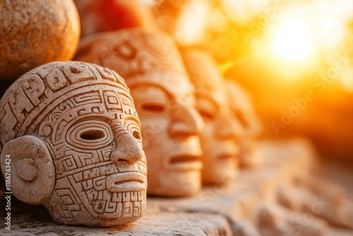 The ceremonial platform at Uxmal, adorned with intricate carvings and surrounded by well-preserved Mayan structures