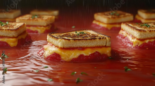 Grilled Cheese Sandwiches in Tomato Soup; A Culinary Delight photo