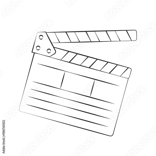 Filmmaker's clapboard linear vector icon. Movie chalk clap board