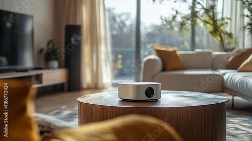 Wallpaper Mural Modern projector on coffee table in living room. Torontodigital.ca