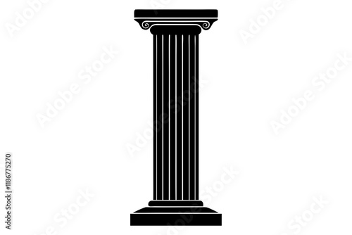 Ancient Greek Column Silhouette Vector Illustration