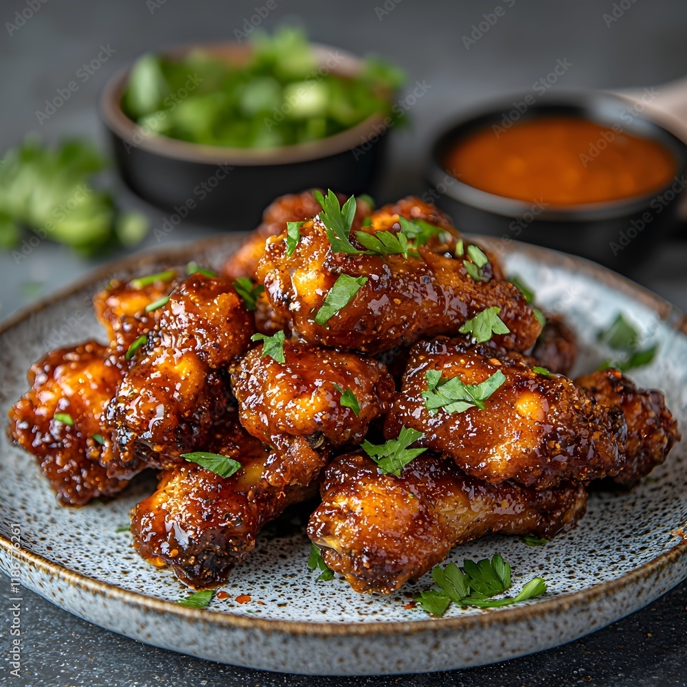 Crispy Chicken Wings with Honey BBQ Glaze and Fresh Parsley
Crispy Chicken Wings with Honey BBQ Glaze and Fresh Parsley