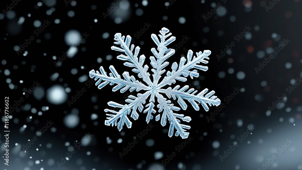 Beautiful snowflake on dark background, representing winter elegance and festive season Perfect for holiday designs Beautiful snowflake on dark background, representing winter elegance and festive season Perfect for holiday designs
