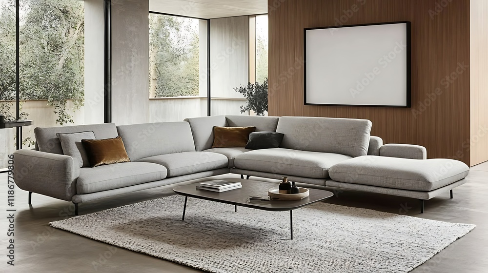 Fototapeta premium Modern sectional sofa in contemporary living room