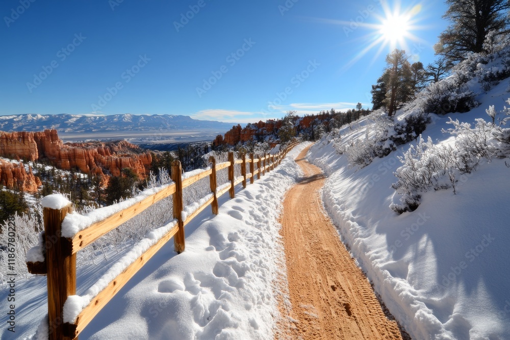 A panoramic view of Bryce Canyon amphitheater, showcasing its vibrant orange hoodoos under a clear blue sky A panoramic view of Bryce Canyon amphitheater, showcasing its vibrant orange hoodoos under a clear blue sky