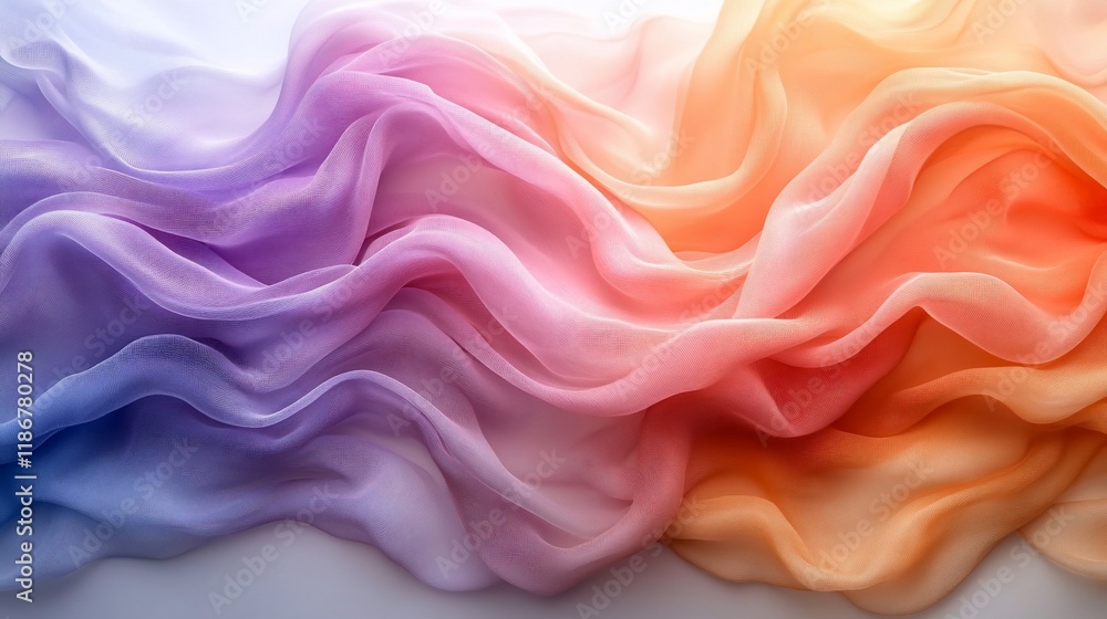 Colorful Draped Fabric Showing Gradient Hues Colorful Draped Fabric Showing Gradient Hues