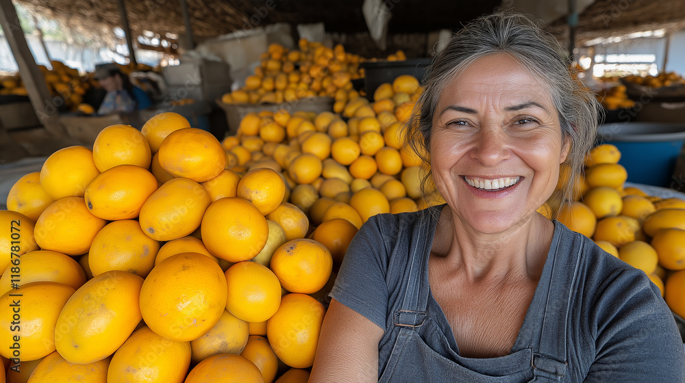 Obraz premium Woman on street market.