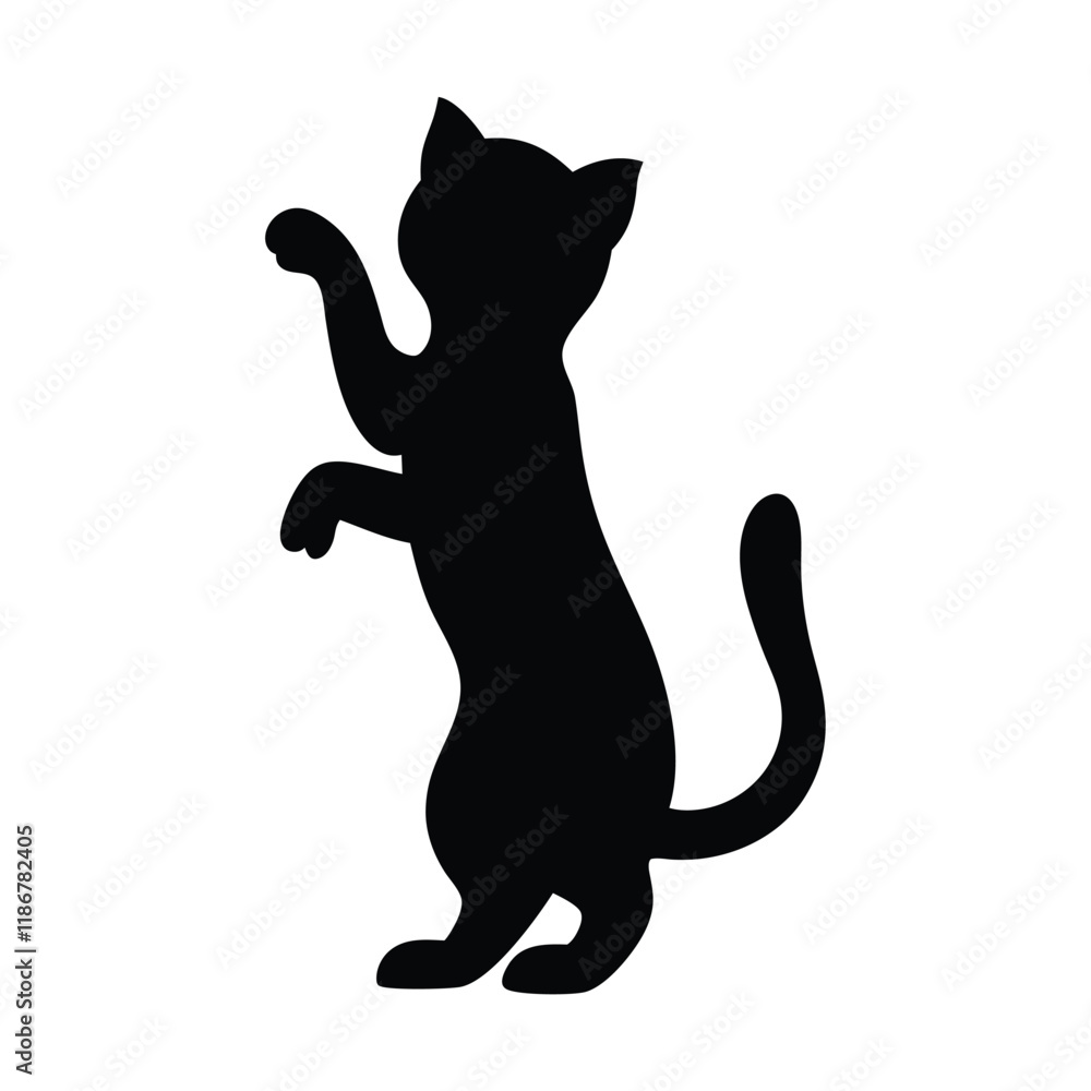 Obraz premium Minimalist Cat Silhouette Vector Design.