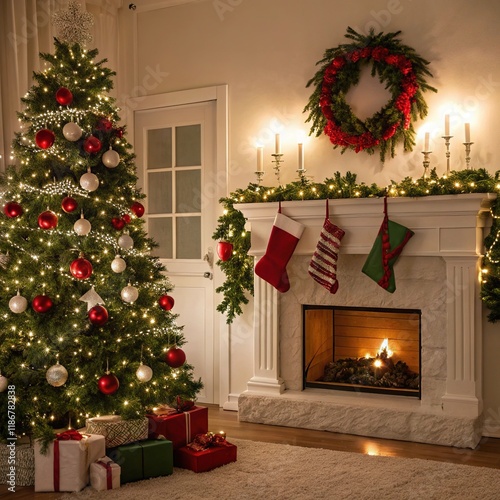 house christmas decorated new year background