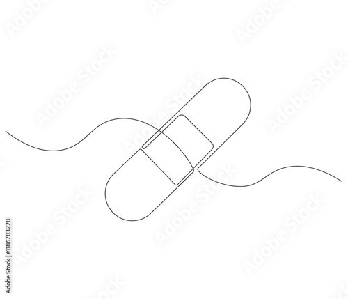 One continuous line drawing of bandage . Single line of bandage vector illustration