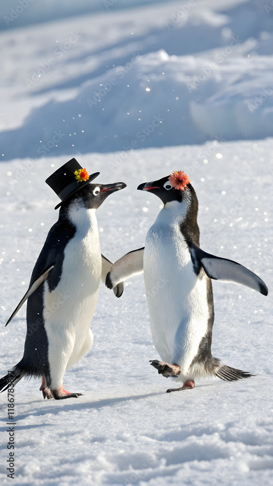 Fototapeta premium cute penguin doing a salsa dance