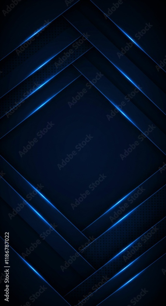 Modern Abstract Navy Blue Background with Geometric Metallic Layers and Soft Illuminated Glow Modern Abstract Navy Blue Background with Geometric Metallic Layers and Soft Illuminated Glow