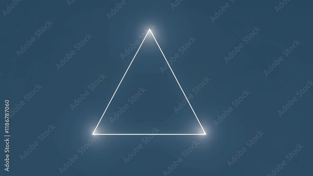 Exploring geometric light effects with glowing triangle design in a vibrant blue background