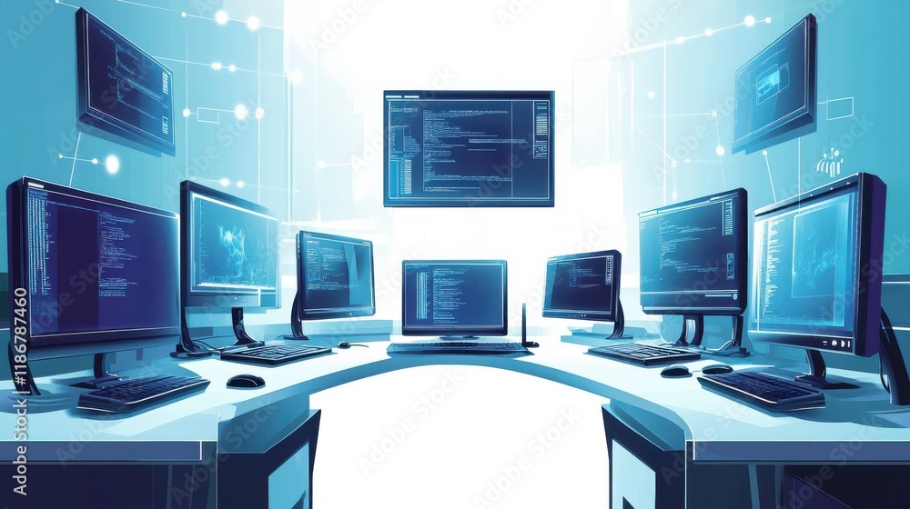 IT business with internet-based software development, vector illustration on white illustration IT business with internet-based software development, vector illustration on white illustration