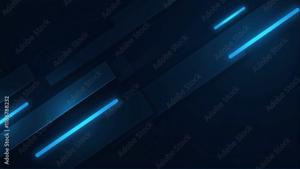 Obraz premium Modern Digital Abstract Neon Blue Background with Dynamic Light Trails and Geometric Patterns