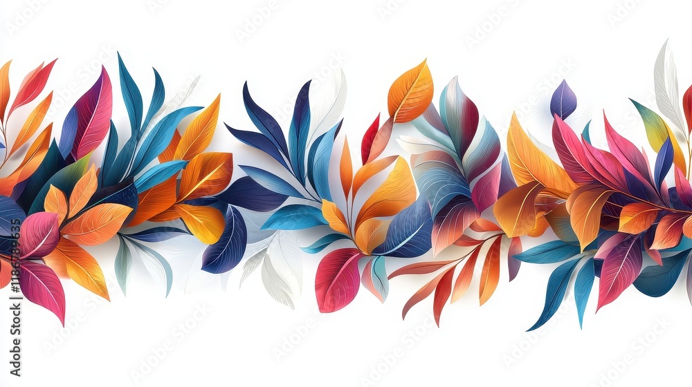 Colorful Tropical Leaves and Branches Creating an Elegant and Vibrant Nature-Inspired Background Design Colorful Tropical Leaves and Branches Creating an Elegant and Vibrant Nature-Inspired Background Design