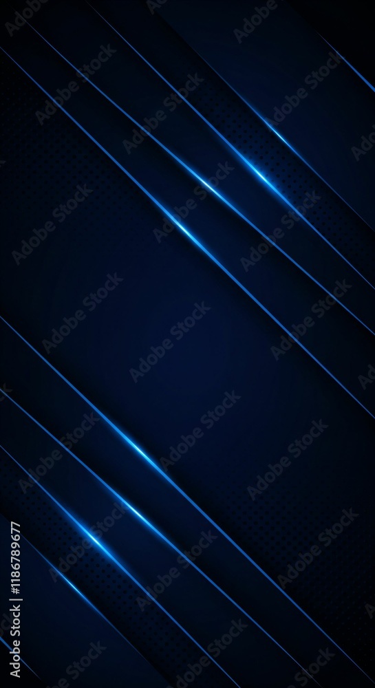 Obraz premium Elegant Navy Blue Metallic Background with Futuristic Geometric Layers and Glowing Lines
