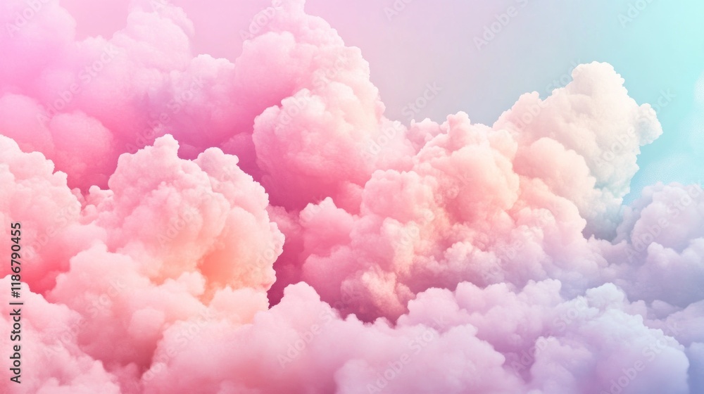 Fototapeta premium Pastel pink, orange, and blue cloudscape.